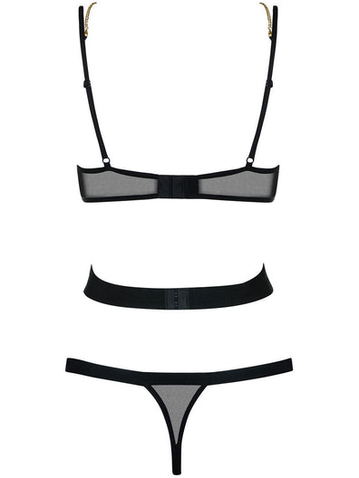 Body Bondy Teddy - lenjerie erotică cu decupaje și cupe transparente S/M, negru SOLLUXE Every box holds joy - unbox it!